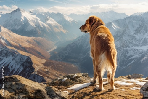 dog on top of a mountain