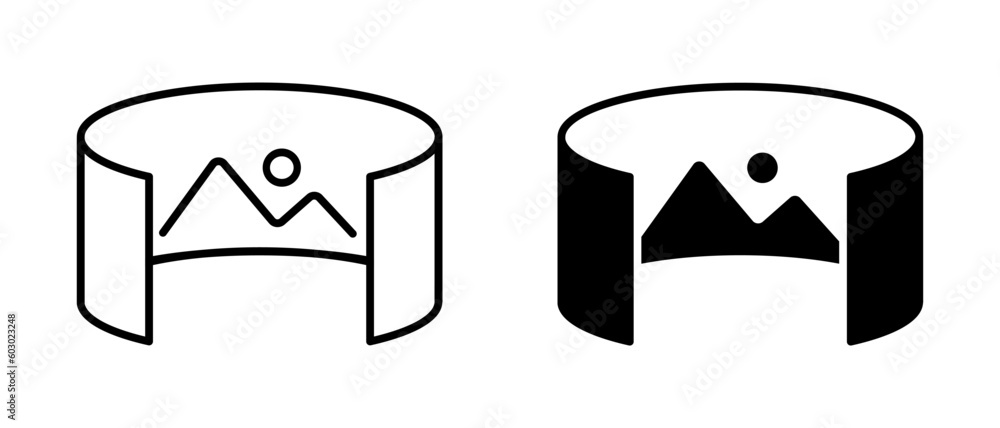 © Evgeny - 3d panorama vector icon set. Panoramic 360 degree rotation symbol. Virtual reality illustration © Evgeny - 3d panorama vector icon set. Panoramic 360 degree rotation symbol. Virtual reality illustration