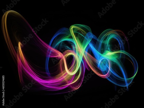 Neon Swirls in Abstract Light Painting - AI Generated