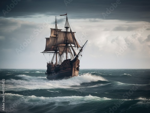 Open Sea Adventure - Old Pirate Ship - AI Generated © dasom