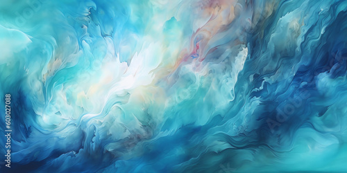 blue aquamarine watercolor paint background. generative AI
