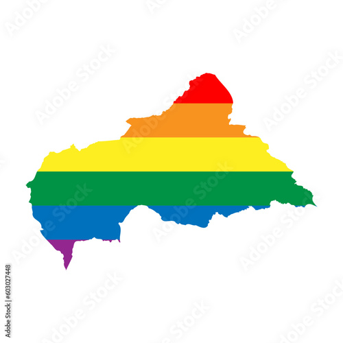 Central African Republic country silhouette. Country map silhouette in rainbow colors of LGBT flag.