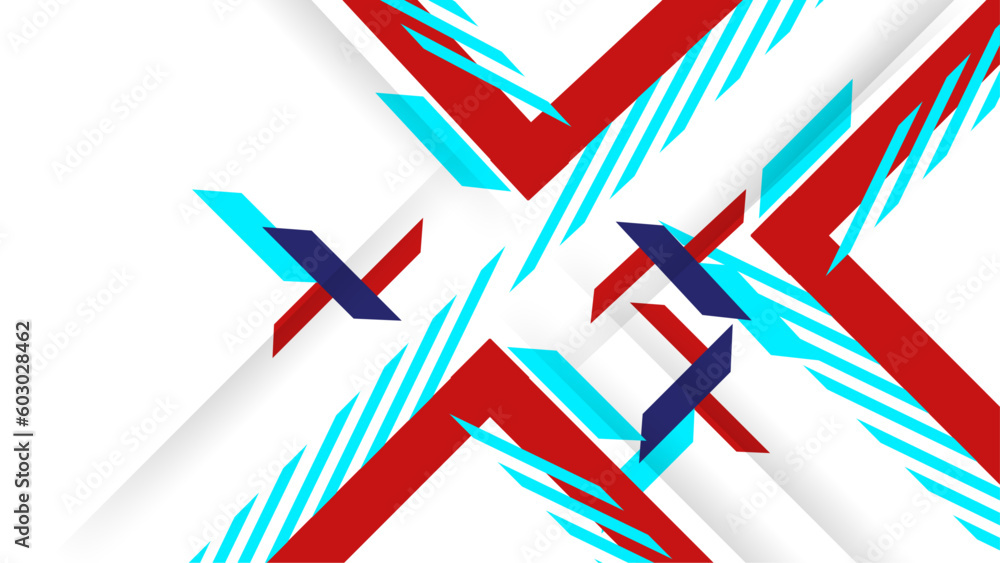 Modern blue red white geometric background