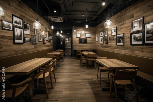Simple looks, restaurants interior. Generative AI