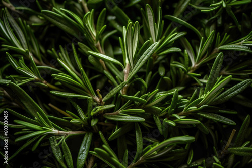 Fresh rosemary leaves background. Generative AI