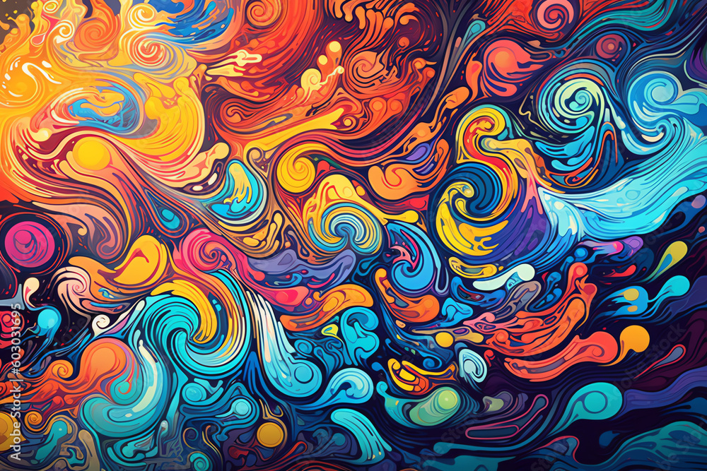abstract colorful swirls of paint wallpaper. generative AI