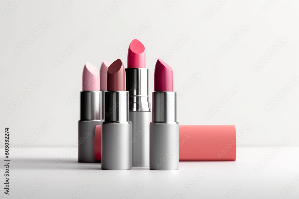 A group of lipsticks sitting on top of a table. Generative AI. A group of lipsticks sitting on top of a table. Generative AI.