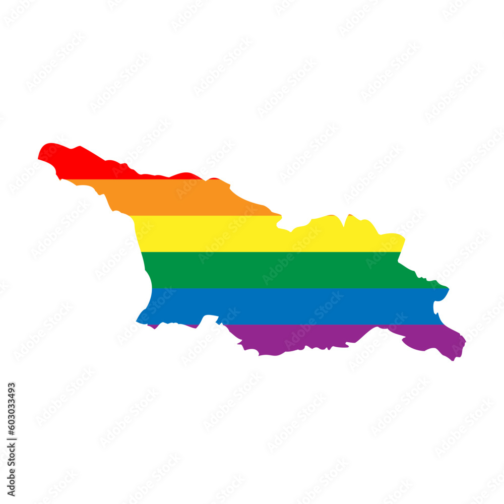 Georgia country silhouette. Country map silhouette in rainbow colors of LGBT flag. Georgia country silhouette. Country map silhouette in rainbow colors of LGBT flag.