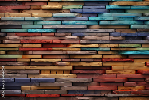 abstract multi color wooden wall wallpaper. generative AI