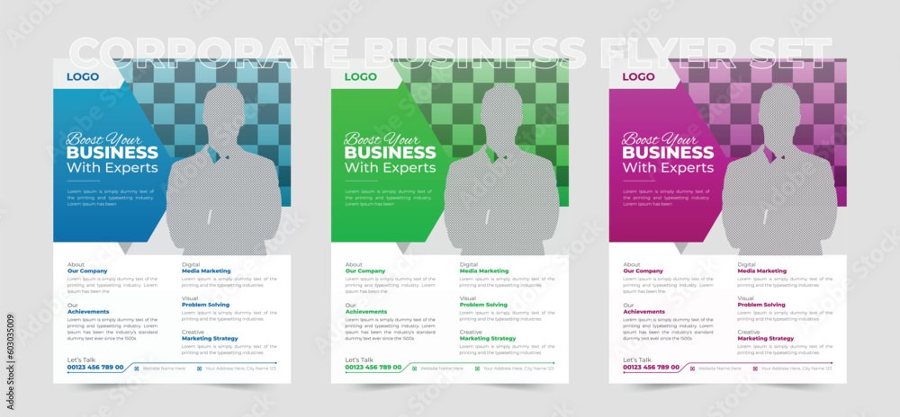 Corporate Modern Business flyer design template,  creative poster or leaflets, Geometric and organic shape brochure cover layout
