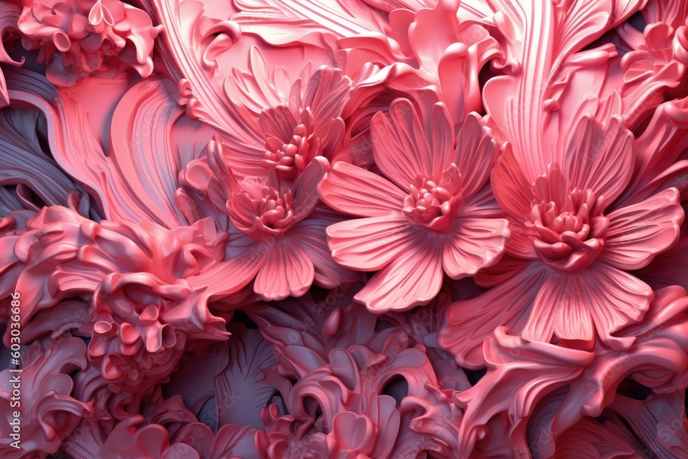 Fototapeta premium Abstract art background with pink flower and design elements. An abstract image of a pink artwork. Generated AI