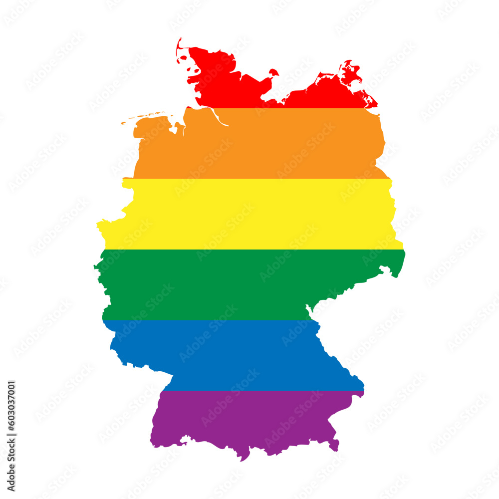 Germany country silhouette. Country map silhouette in rainbow colors of LGBT flag. Germany country silhouette. Country map silhouette in rainbow colors of LGBT flag.