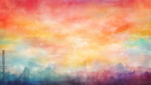 Dreamy Vibes: A Psychedelic Watercolor Sunset on a Nostalgic aethereal Retro Handpainted Blurry Texturized Vibrant Colorful Background: Generative AI