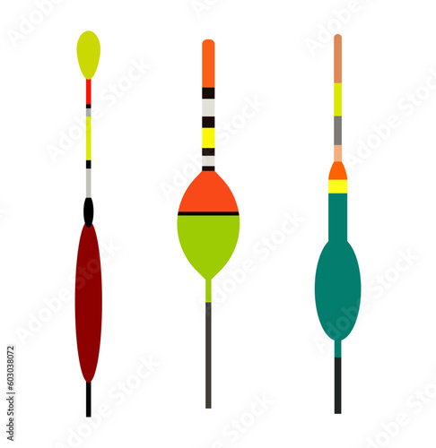 Set of fishing floats, floats for fishing on the lake or river.