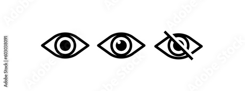 Obraz na płótnie Eye icon set, see and unsee symbol, show password. illustration