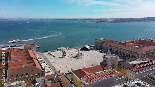 Aerial video of Praca do Comercio square in Lisbon photo
