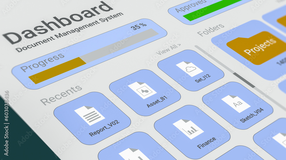 dashboard document management system software, charts and statistics on documents, corporate business, digital documents storage and organizations, paperless office, cloud computing (3d render) dashboard document management system software, charts and statistics on documents, corporate business, digital documents storage and organizations, paperless office, cloud computing (3d render)