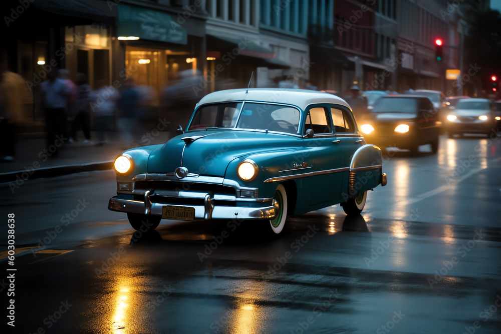 classic car in Long-exposure photography. generative AI