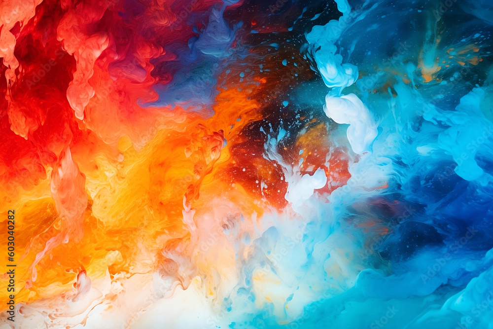 Abstract watercolour contrast between blue and red splash background Abstract watercolour contrast between blue and red splash background