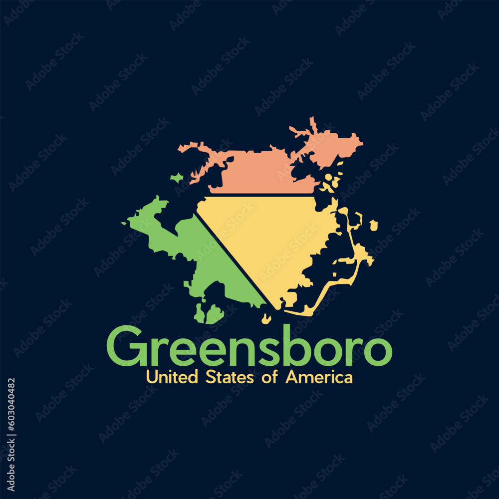 Greensboro City Map Illustration Modern Creative Design