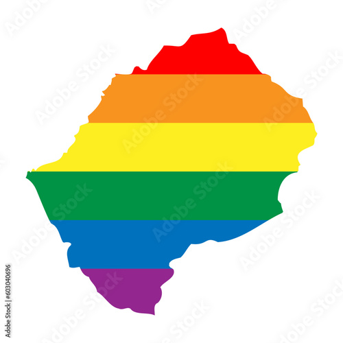 Lesotho country silhouette. Country map silhouette in rainbow colors of LGBT flag.