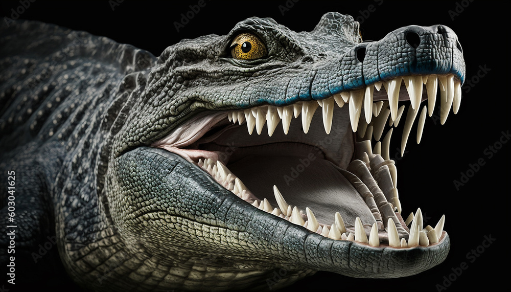 Obraz premium Crocodile with open mouth. Generative AI,
