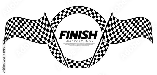 Race flag icon simple design race flag logo template. Circle checkered finish flag. Graphic vector flat design style.