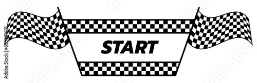 Race flag icon simple design race flag logo template. Circle checkered start flag. Graphic vector flat design style.