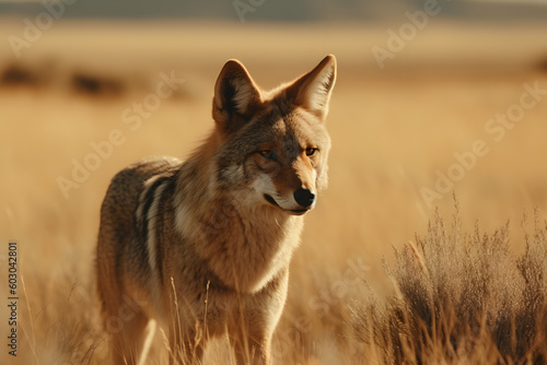 Coyote in nature. Generative AI © PIRMYN