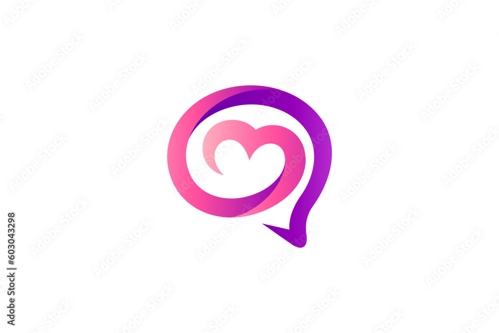 love chat 3D gradient logo design love chat 3D gradient logo design