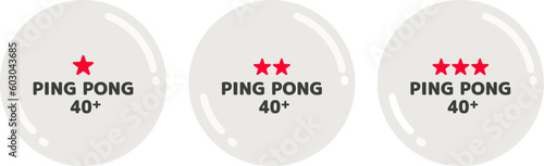 卓球のワンスター、ツースター、スリースター球のイラスト