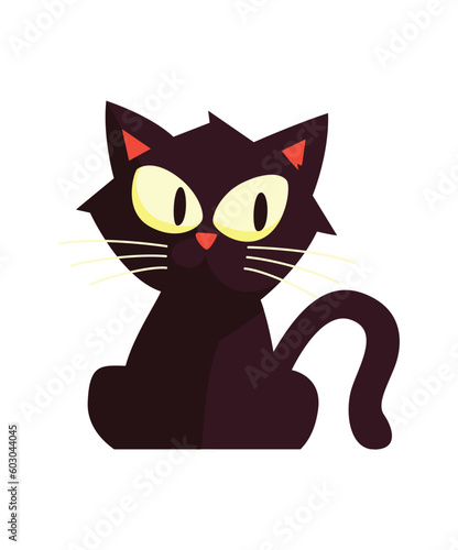 Fototapeta Naklejka Na Ścianę i Meble -  Halloween vector art of a black cat .Halloween illustrations