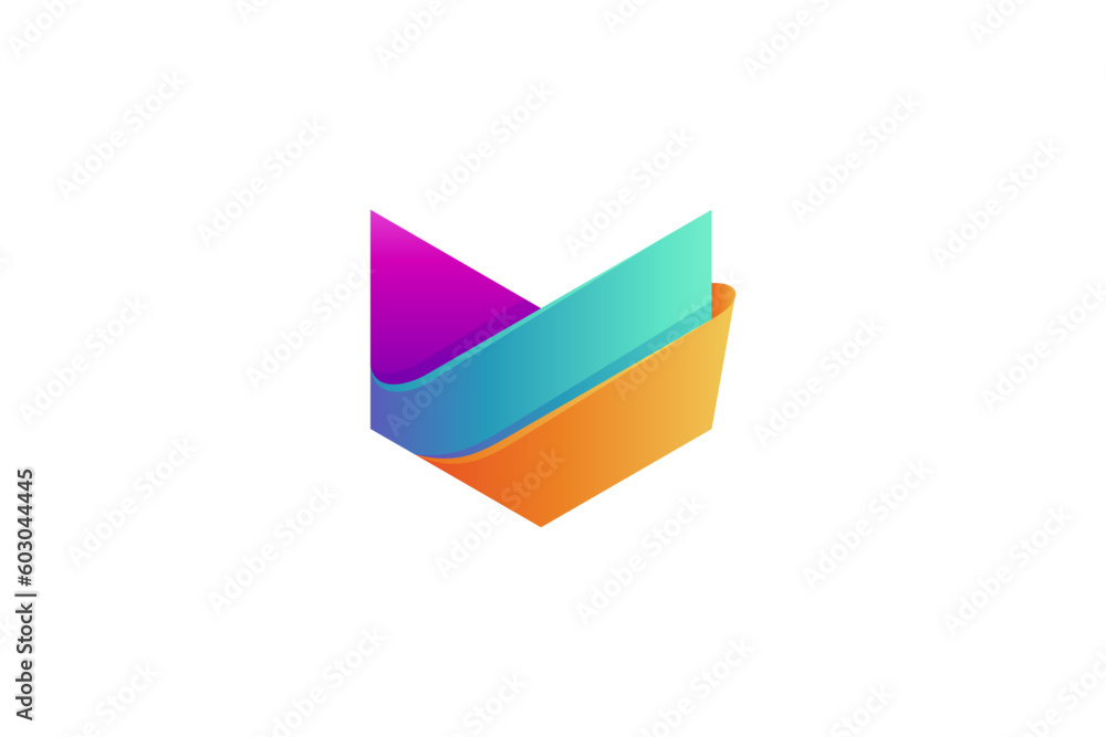 shield 3D style logo with colorful gradient shield 3D style logo with colorful gradient