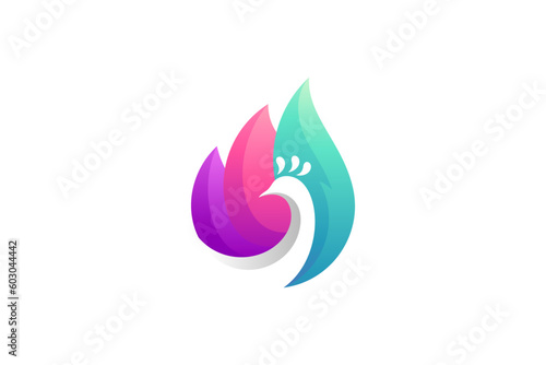 Peacock creative logo concept with colorful gradient