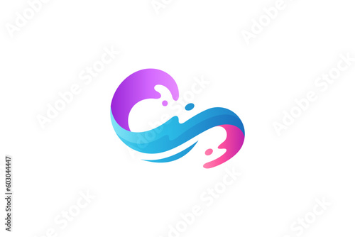 Wave water Simple 3D style logo