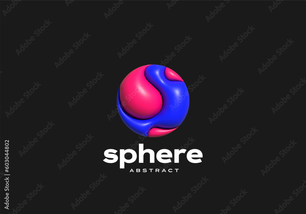 Inflated 3D Vector Sphere Circle Abstract Vector Logo Template. Modern Geometry Swirl Sign. Isolated Inflated 3D Vector Sphere Circle Abstract Vector Logo Template. Modern Geometry Swirl Sign. Isolated