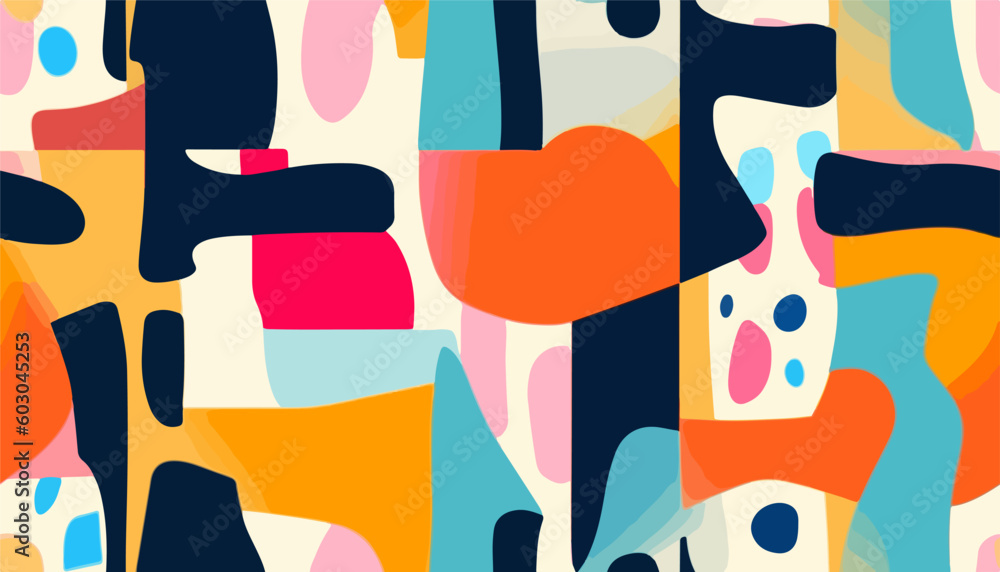 Hand drawn colorful geometric pattern. Dynamic abstract shapes. Fashionable template for design Hand drawn colorful geometric pattern. Dynamic abstract shapes. Fashionable template for design