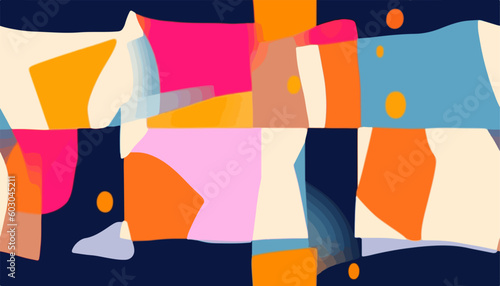 Hand drawn colorful geometric pattern. Dynamic abstract shapes. Fashionable template for design