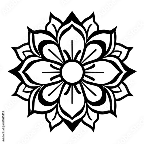 Flower clipart vector design black and white