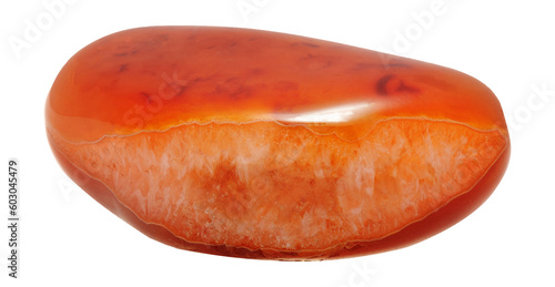 Cut and polished carnelian isolated from the background.