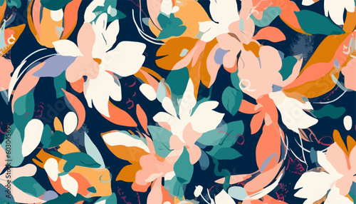 Modern exotic floral jungle pattern. Collage contemporary seamless pattern. Hand drawn artistic style design