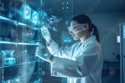 medical composition with person in futuristic clinic, ai tools generated image