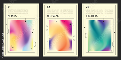 Colorful gradient mesh portrait background template copy space set. Decorative backdrop design for poster, banner, flyer, leaflet, pamphlet, booklet, or cover.