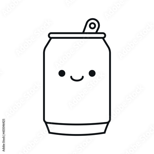 Drink cans set in kawaii style. Isolated vector art.