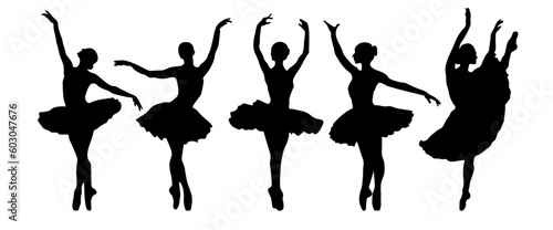 Slika na platnu silhouettes of ballet dancers set ofsilhouettes of ballet dancers ballerinas bea