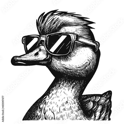 cool duck wearing sunglasses sketch