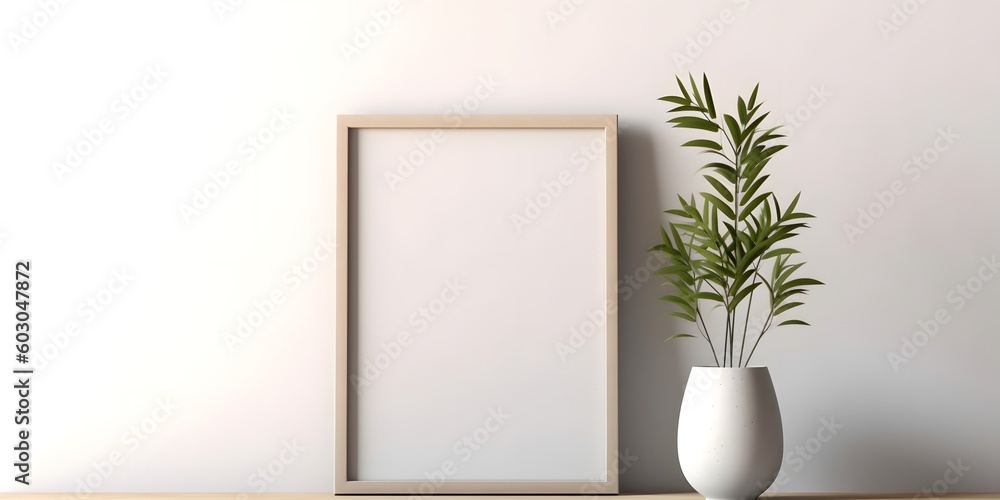 Mockup of black frame in office interior,Generative AI Mockup of black frame in office interior,Generative AI