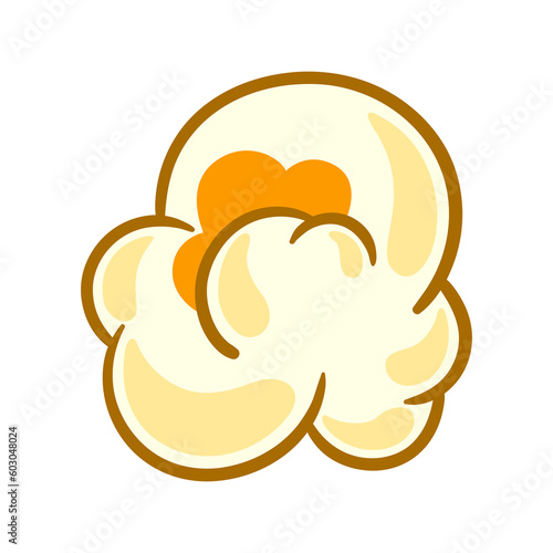 Illustration of popcorn. Image of snack food in cartoon style.
