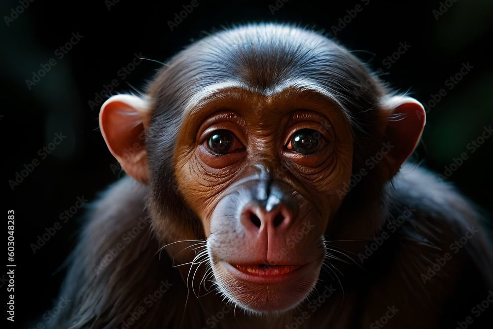 Monkey baby portrait, Generative AI