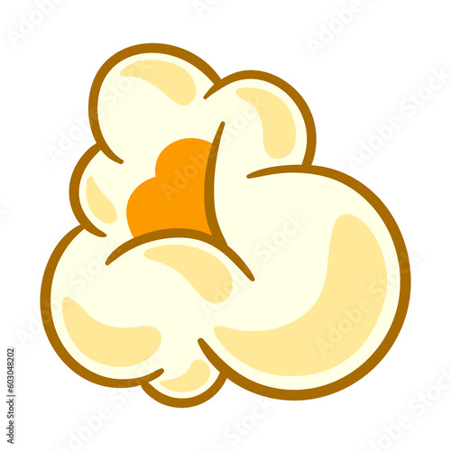 Illustration of popcorn. Image of snack food in cartoon style.